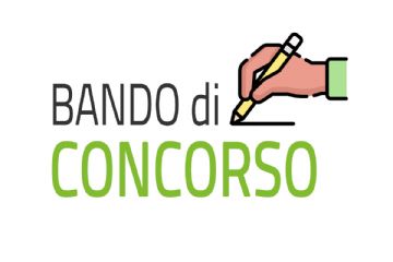 Su sfondo bianco la scritta in stampatello maiuscolo "Bando di concorso" in parte in nero ed in parte in verde, accompagnato da una mano che impugna una matita.